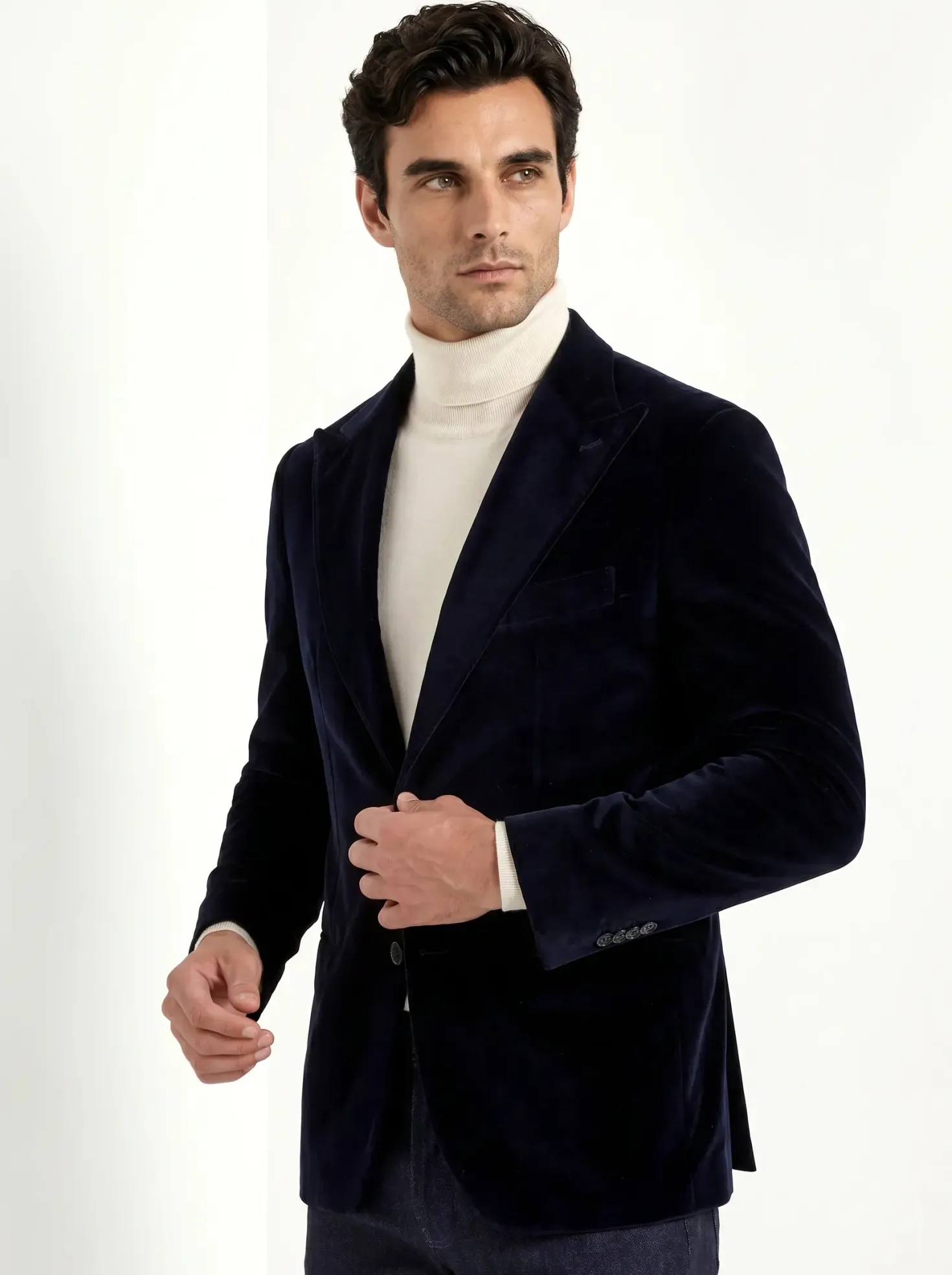 Veste en velours bleu marine - Made in Italy
