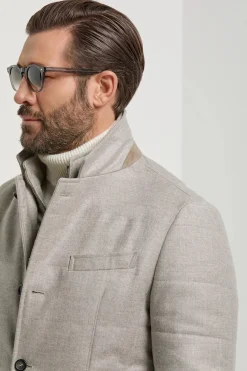 Veste matelassée en laine et cachemire beige - Made in Italy