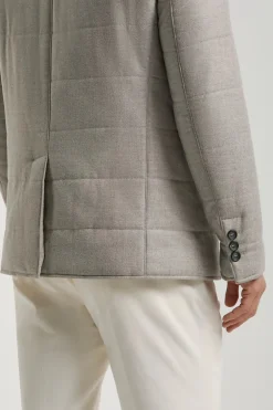 Veste matelassée en laine et cachemire beige - Made in Italy
