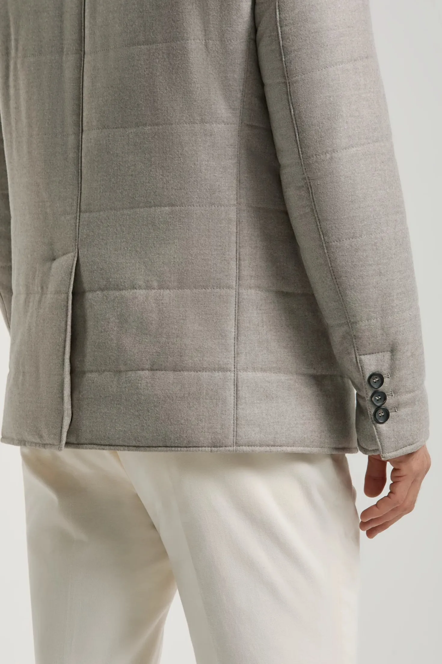 Veste matelassée en laine et cachemire beige - Made in Italy