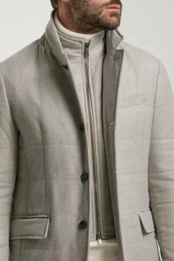Veste matelassée en laine et cachemire beige - Made in Italy