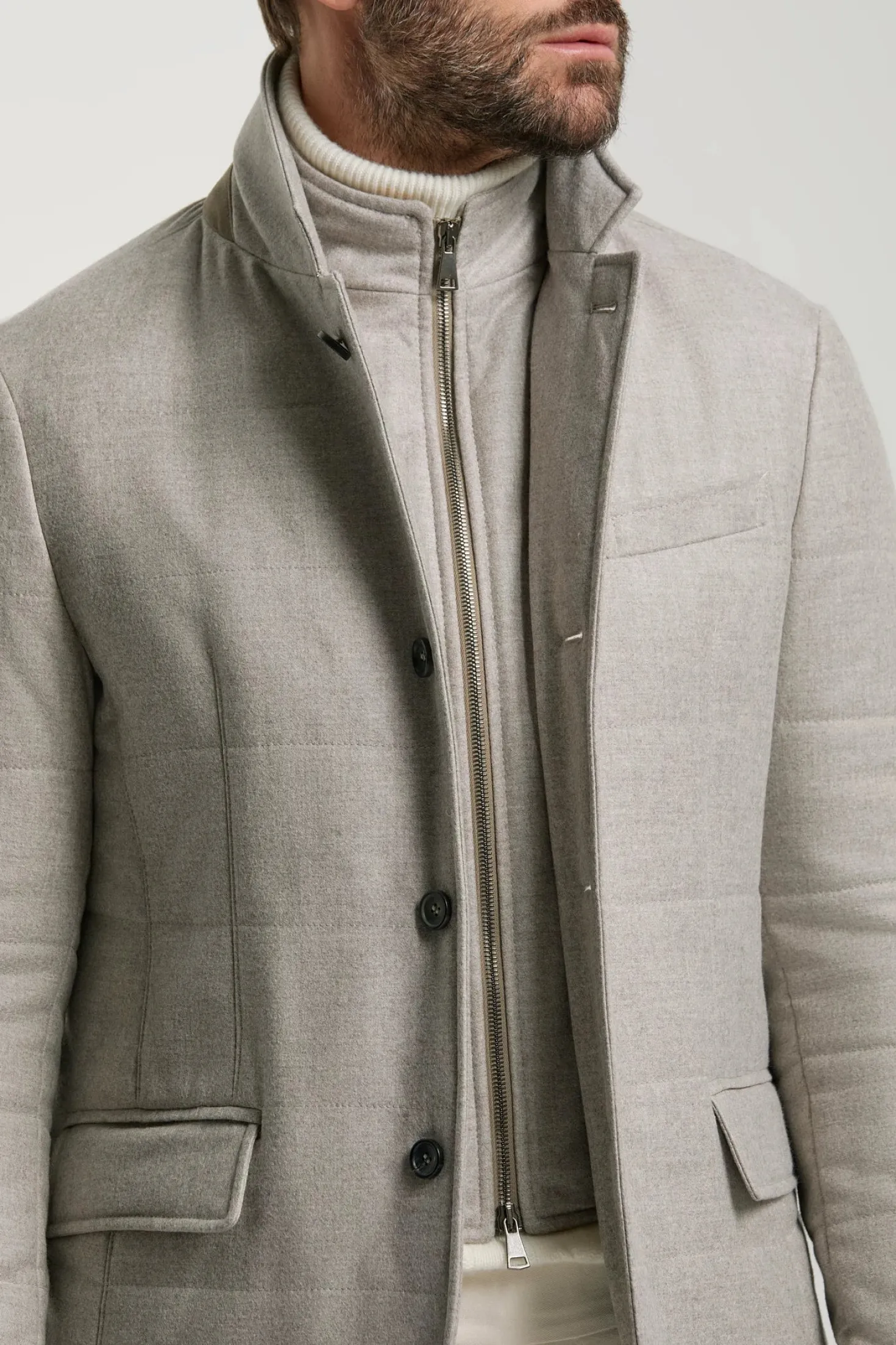 Veste matelassée en laine et cachemire beige - Made in Italy