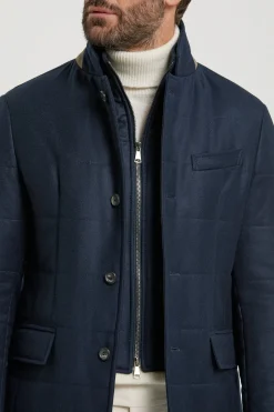 Veste matelassée en laine et cachemire bleue - Made in Italy