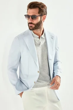 Veste napolitaine bleu glacier - Made in Italy