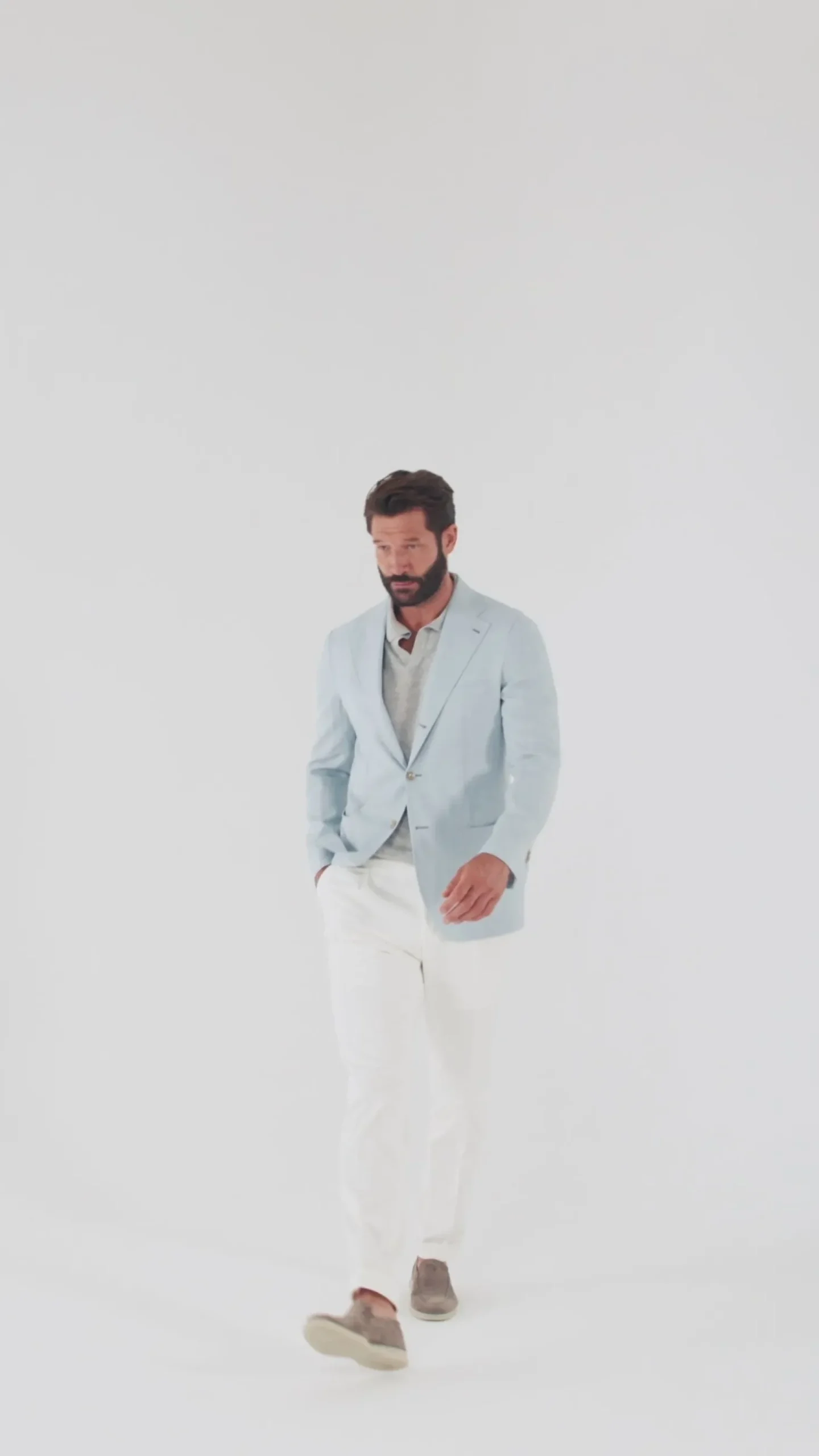 Veste napolitaine bleu glacier - Made in Italy