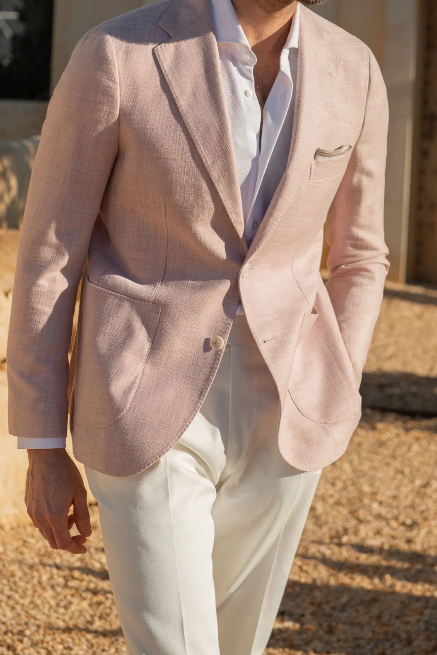 Veste rose en coton et soie - Made in Italy