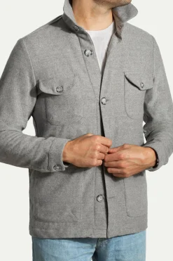 Veste safari grise en flanelle Super 180s – Made in Italy