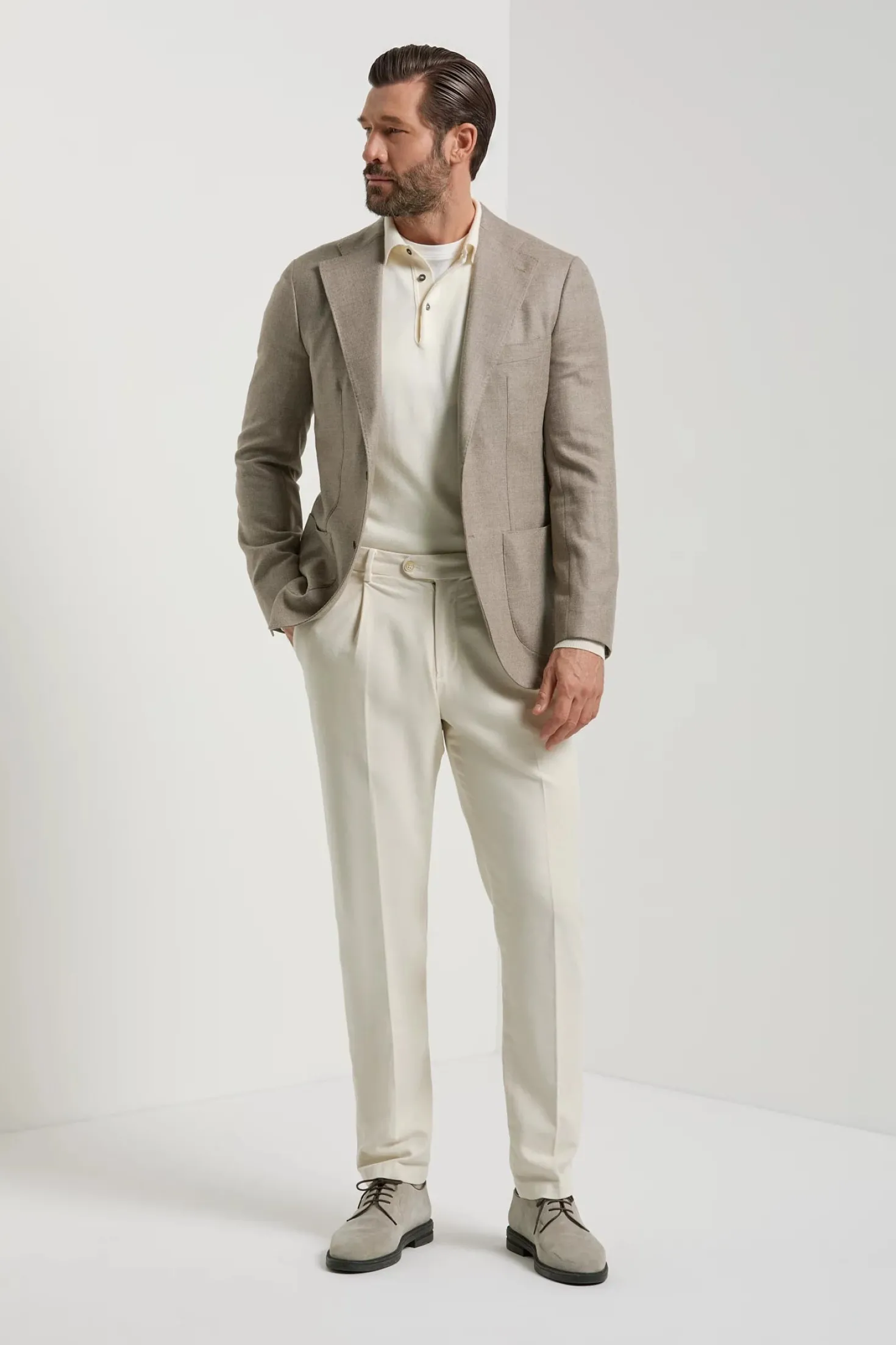 Veste taupe en laine et cachemire - Made in Italy