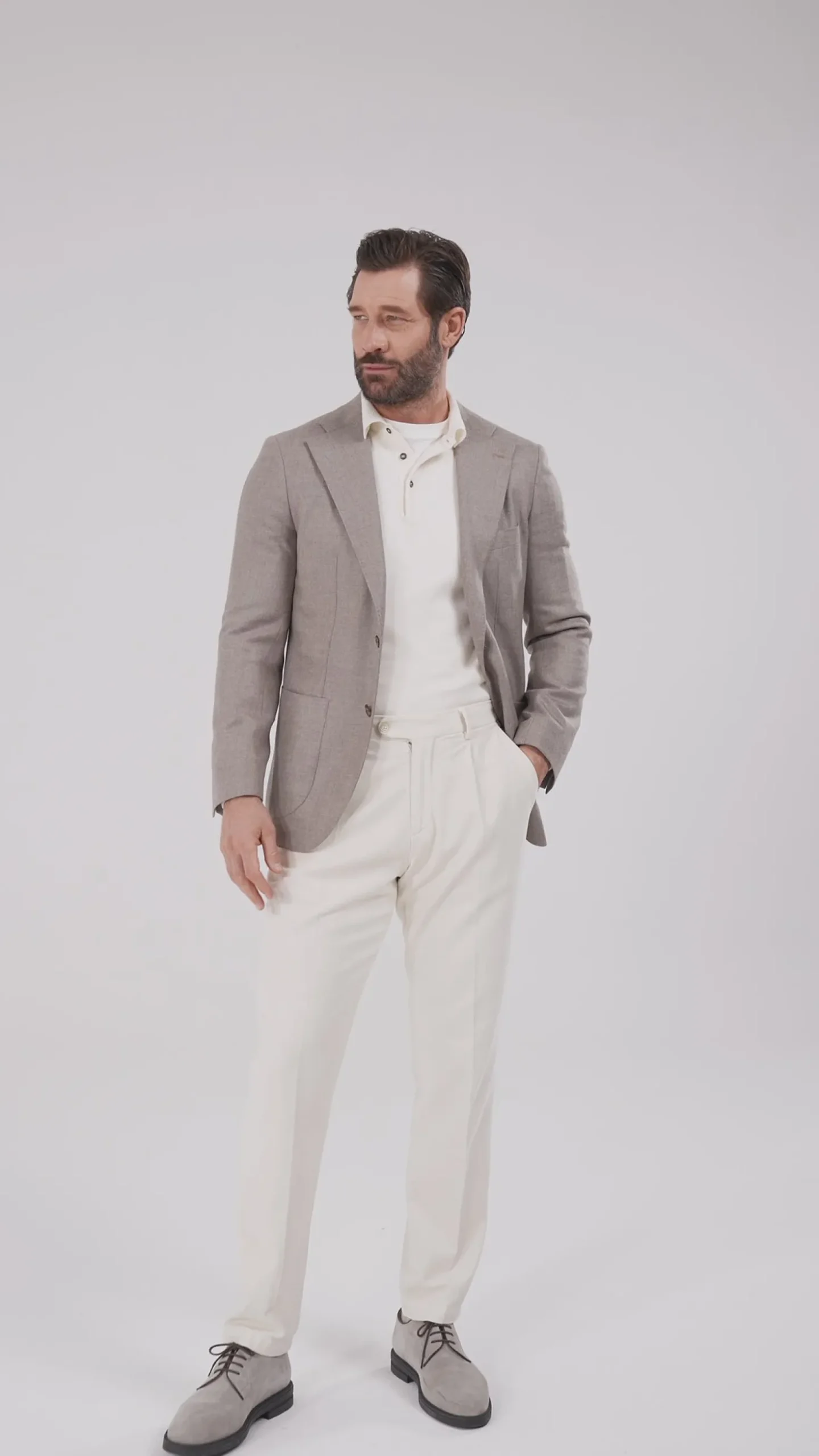 Veste taupe en laine et cachemire - Made in Italy