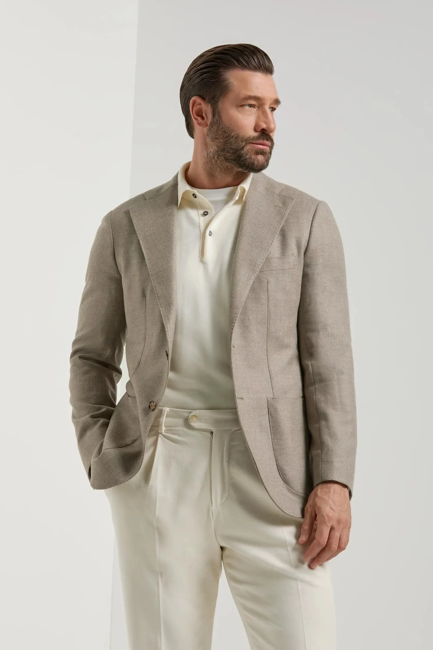 Veste taupe en laine et cachemire - Made in Italy