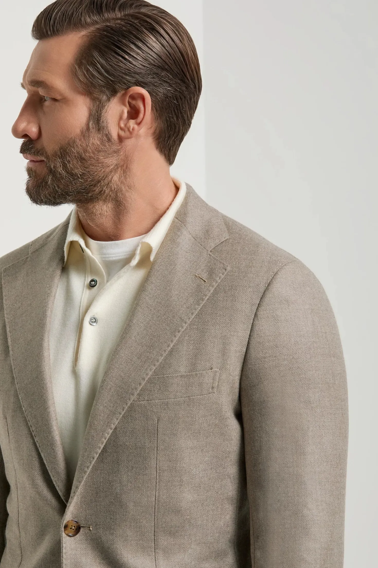 Veste taupe en laine et cachemire - Made in Italy