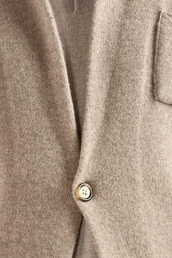 Veste tricotée taupe - laine et cachemire - Made in Italy