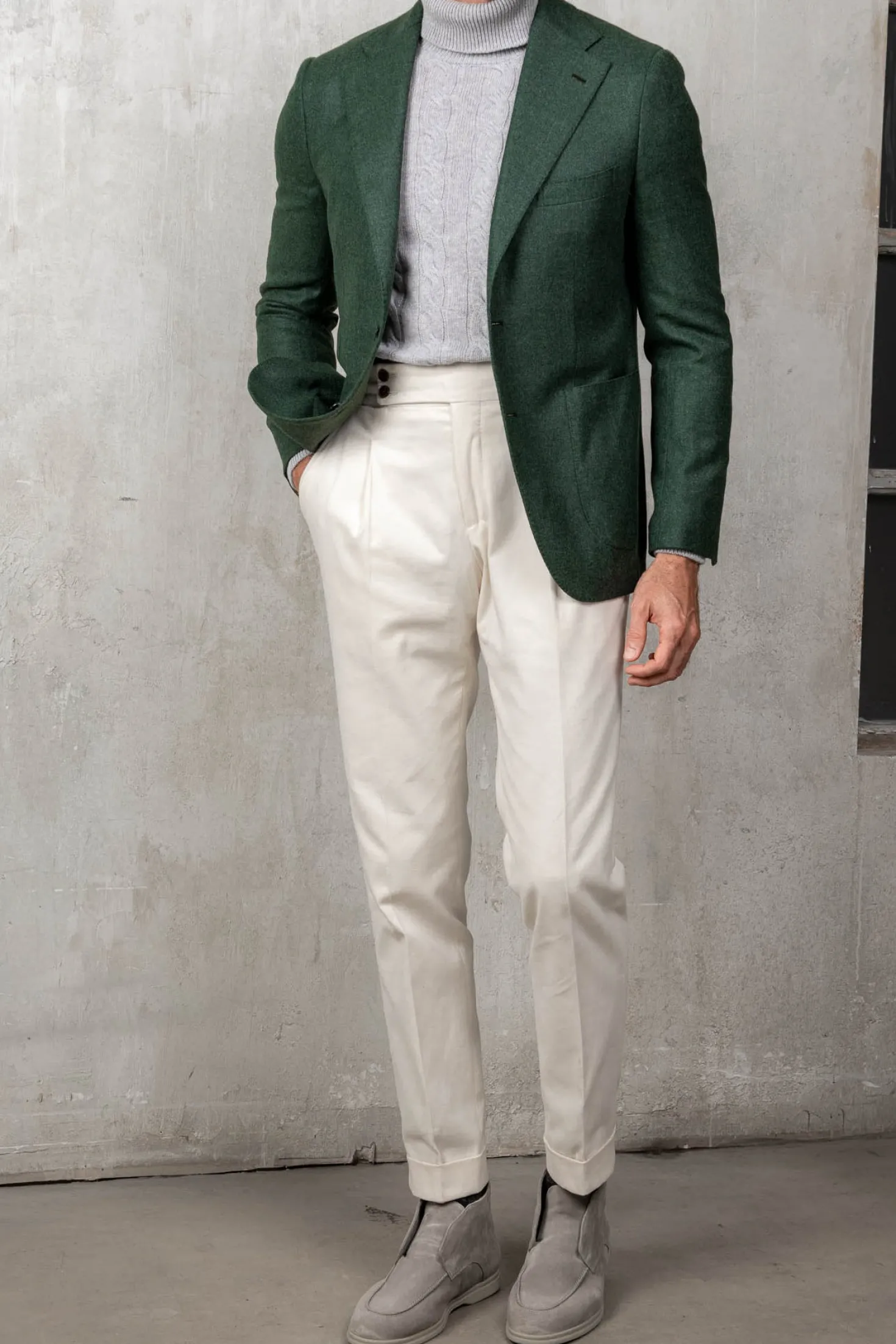 Veste verte en laine et cachemire - Made in Italy