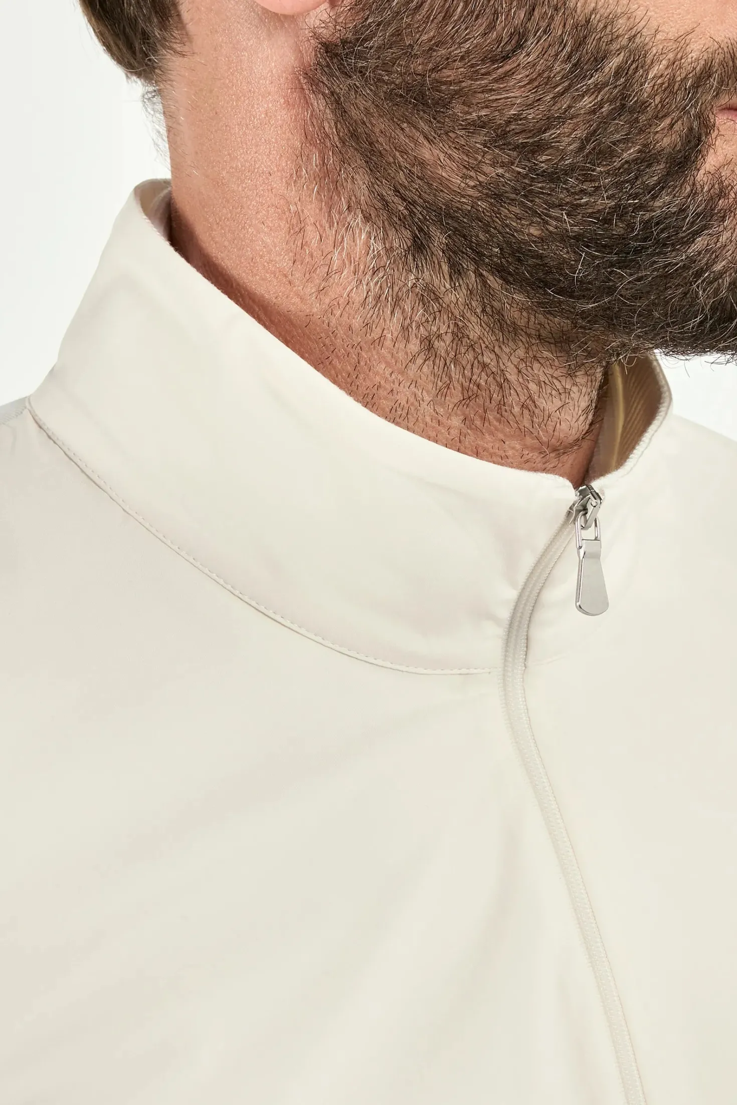Veste zippée Blanc cassé en maille et nylon - Made in Italy